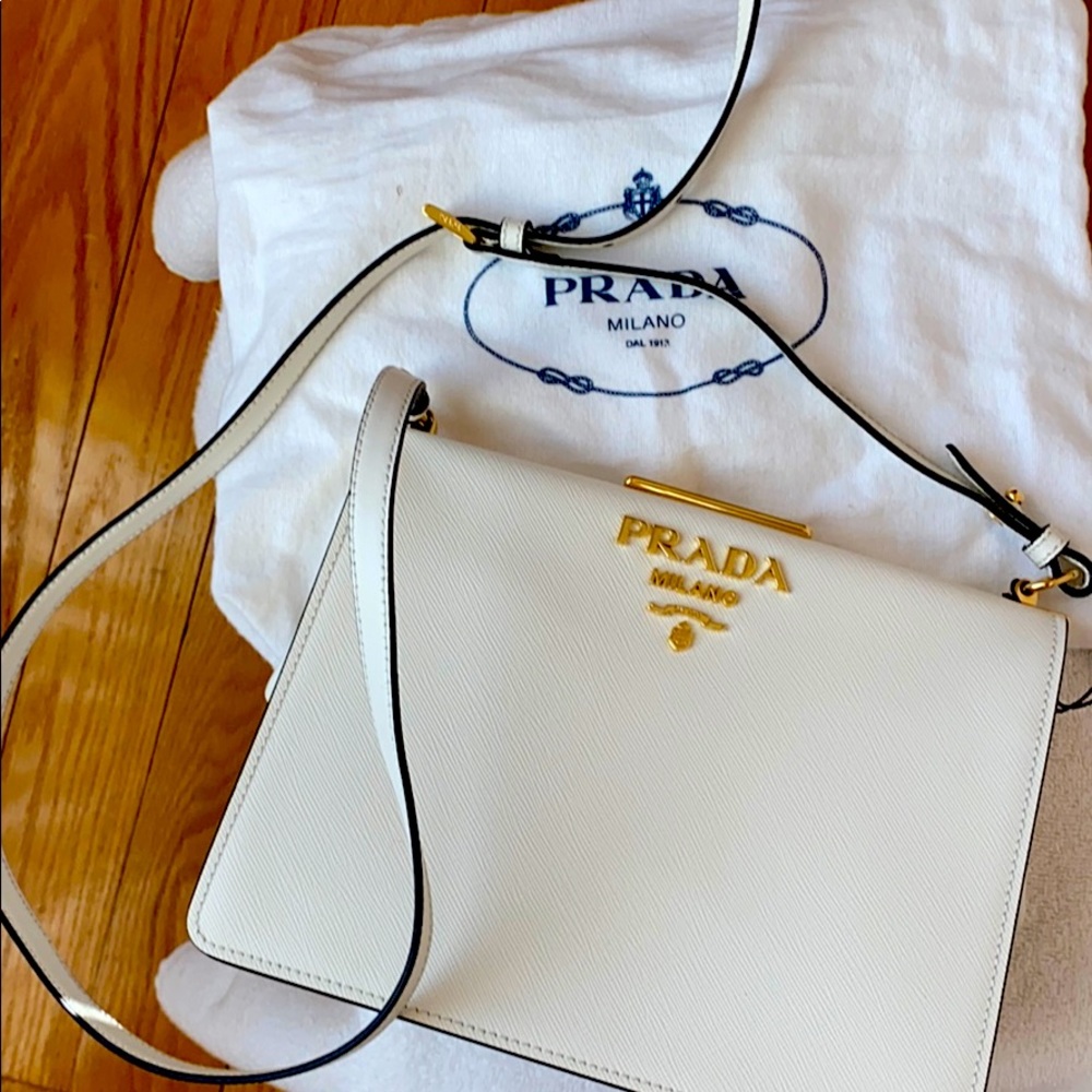 Prada light frame saffiano leather bag